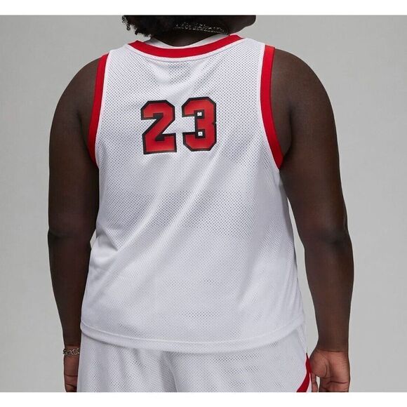 Jordan DZ3371-100 Women's Plus Sz 1X White/Gym Red Jersey-Style Mesh Tank Top - Picture 8 of 8